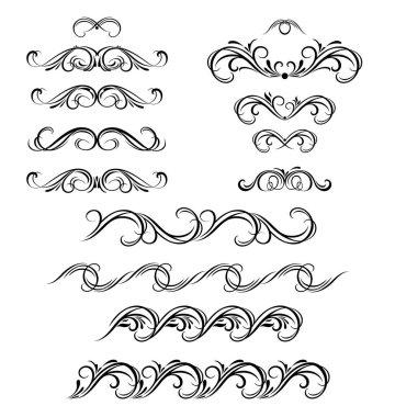 Vintage kaligrafik ve çiçek başlıkları ve heraldic ve düğün tasarımı için sınırları, tebrik kartı