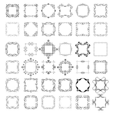 Vintage dekoratif çerçeveler ve vinyet heraldic ve düğün tasarımı, moda etiketleri, restoran, kafe, otel, kuyumcu, logo şablonları için ayarlayın.
