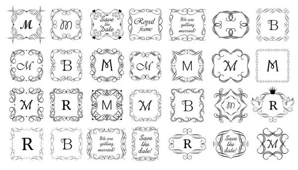 Vintage Frames Vignette Title Headers Set Book Labels Boutique Sign — Stock Vector