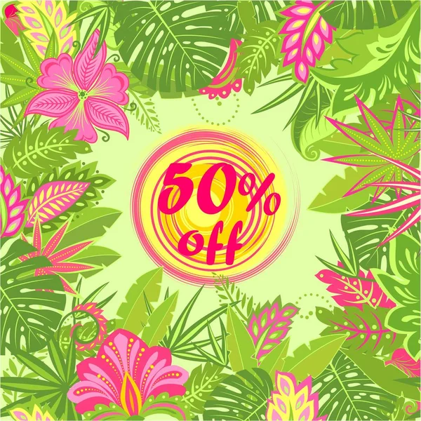 Oferta Para Venda Quente Verão Com Estampa Floral Tropical — Vetor de Stock