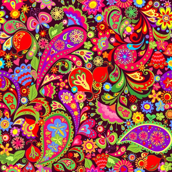 Naadloze Bloemen Decoratieve Etnische Abstracte Kleurrijke Behang Met Bloemen Paisley — Stockvector