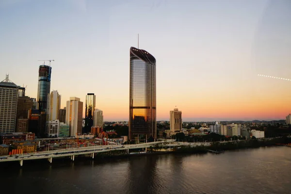 Brisbane Evening Skyline Brisbane River — Stock Photo, Image