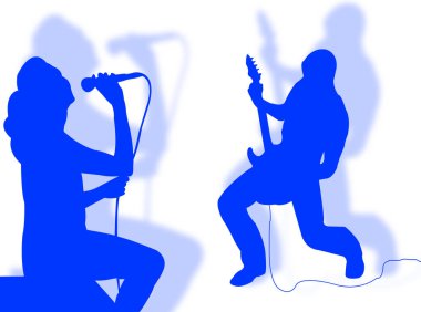 Şarkıcı ve gitarist birlikte müzik sembolü olarak oynama