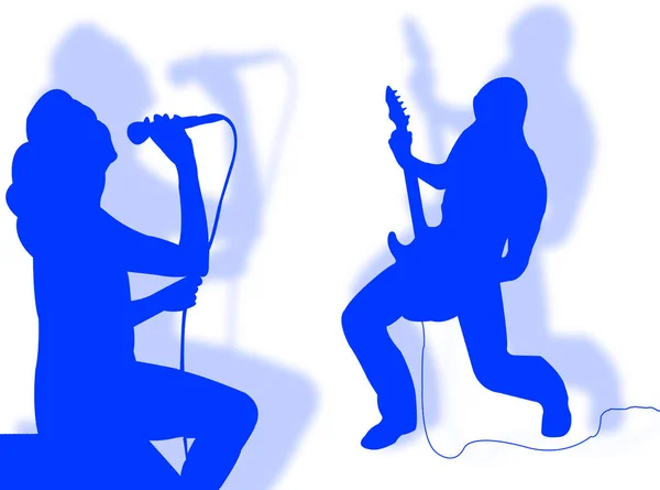 Singer Guitarist Playing Together Symbol Music — Stock Photo, Image