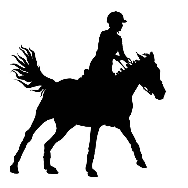Silueta Jezdce Koni Prémiové Růžice Jezdecký Sport Izolovaná Černá Silueta — Stock fotografie
