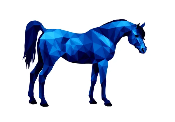 Kůň Izolovaný Modrý Obraz Bílém Pozadí Nízkém Poly Stylu — Stock fotografie