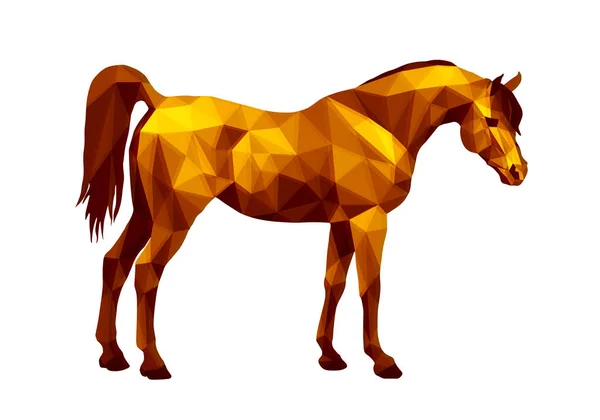 Horse Isolated Amber Image White Background Low Poly Style — Stock Photo, Image