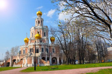 The Church of the Intercession of the Holy Virgin in Fili in Moscow. Classic monument of Moscow architecture. clipart
