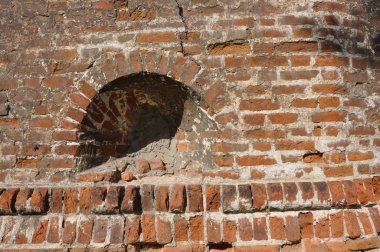 Boş Eski Tuğla Duvar Doku. Boyalı Sıkıntılı Duvar Yüzeyi.