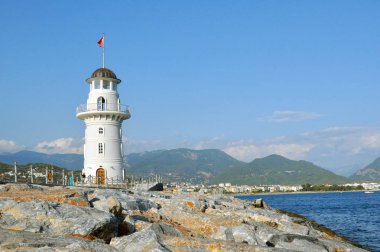 Alanya limanında deniz feneri - çekici bir turistik