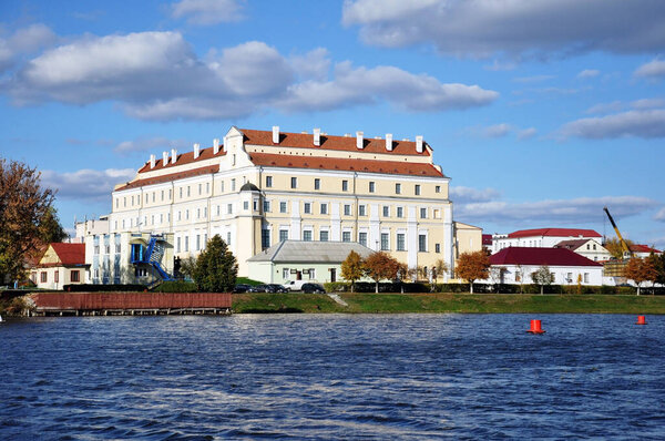 Jesuit College in Pinsk, Republic of Belarus. View from the Pina River.
