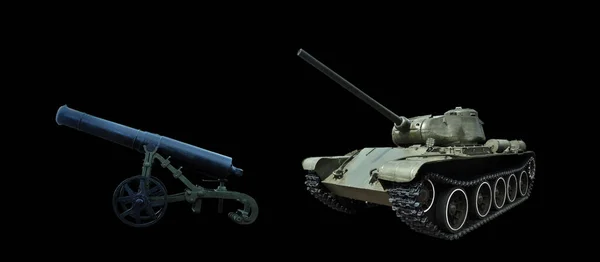 Ağır Silahların Evrimi Yüzyılın Kale Topu Yüzyılın Tankı — Stok fotoğraf