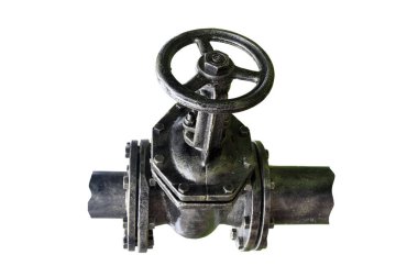 Siyah arka planda izole edilmiş su borusunun valf bağlantısı. Su musluğu