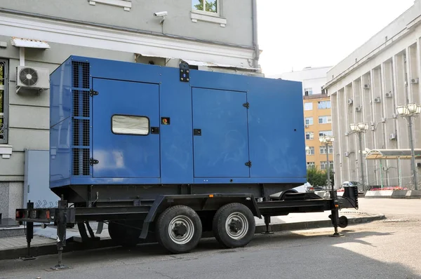 Generador Diesel Móvil Reserva Azul Para Edificio Oficinas Conectado Por — Foto de Stock
