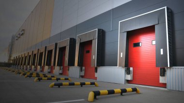 Modern bir lojistik kompleksinin rıhtımı yükleniyor..