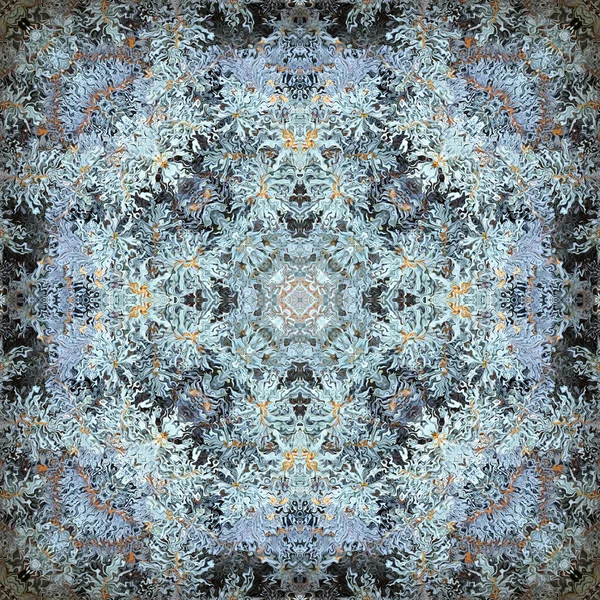 Mandala Grigio Blu Abeti Blu Mandala Fatto Oggetti Naturali Ornamento — Foto Stock