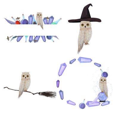 Magic set halloween  is drawn in gouache clipart