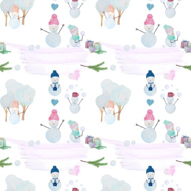 renkli kalemler ile kardan adam ile Seamless modeli