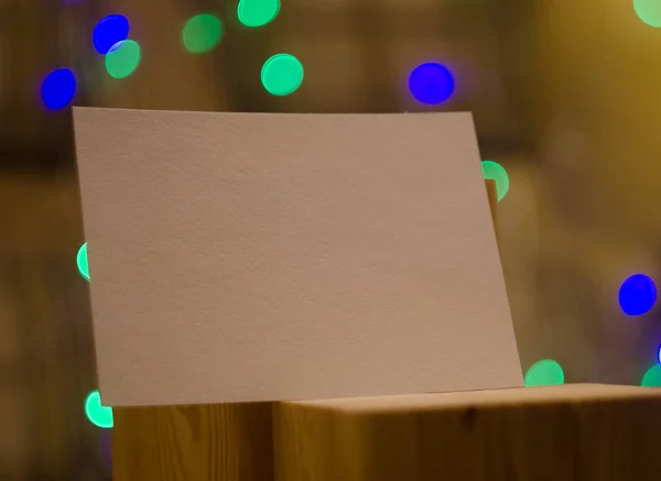 Noel mockup kartı bokeh arka plan üzerinde — Stok fotoğraf