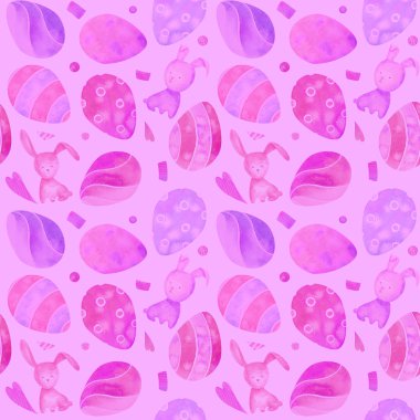 Şirin bebek paskalya tavşanı Dikişsiz desen, çizim çocuk giyim için. Suluboya elle çizilmiş