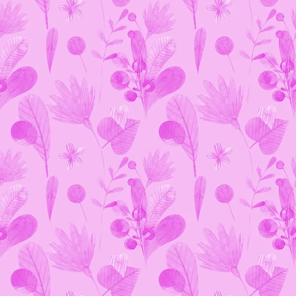 Seamless pattern with cute watercolor illustration of stylized flowers. — Stock Photo, Image