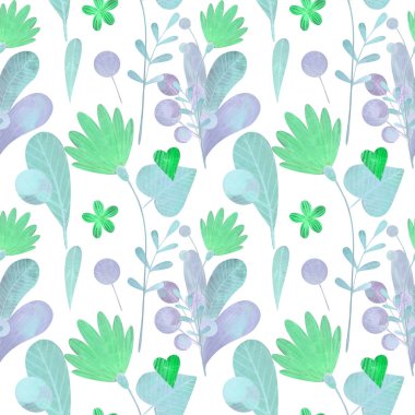 stilize çiçek şirin suluboya çizimi ile Seamless Modeli.