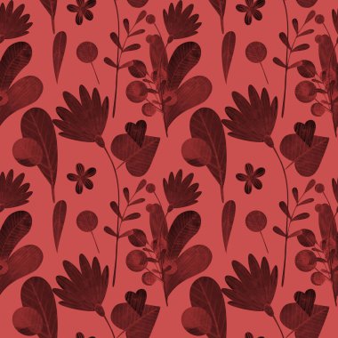 stilize çiçek şirin suluboya çizimi ile Seamless Modeli.