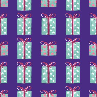 Noel hediyesi kompozisyonu. Hediye, yeni yıl ve satış konsepti kusursuz desen