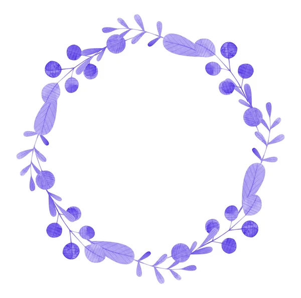 Cornice Rotonda Con Acquerello Doodle Piante E Fiori Erba Floreale Stock Photo 142326436