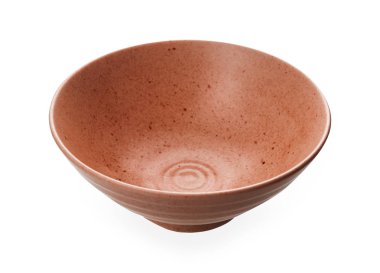 Pembe seramik kase, Kırpma yolu ile beyaz arka plan üzerinde izole Boş kase, Yan görünüm                                