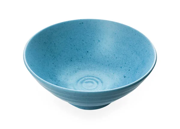 Blue Ceramic Bowl Empty Bowl Isolated White Background Clipping Path — Stok Foto