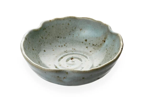 Blue Ceramic Bowl Empty Bowl Isolated White Background Clipping Path — Stok Foto