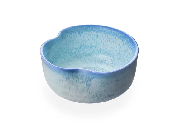 Blaue Keramikschale Leere Schüssel Isoliert Auf Weißem Hintergrund Mit Clip — Stockfoto