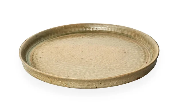 Pelat Keramik Vintage Pelat Bulat Kosong Yang Diisolasi Pada Latar — Stok Foto