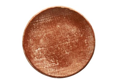 Vintage seramik plaka, çiçek desenli boş plaka, Kırpma yolu ile beyaz arka plan üzerinde izole yukarıdan görünüm                         