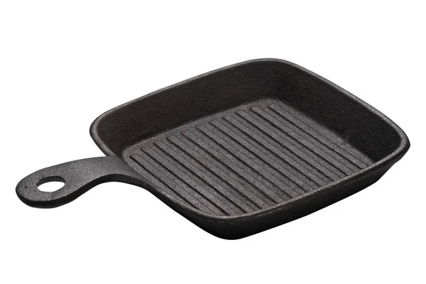 Cast Iron Square Grill Pan Empty Cast Iron Pan Handled — Stock Photo, Image