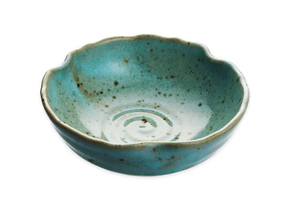 Blue Ceramic Bowl Empty Bowl Isolated White Background Clipping Path — Stock Photo, Image