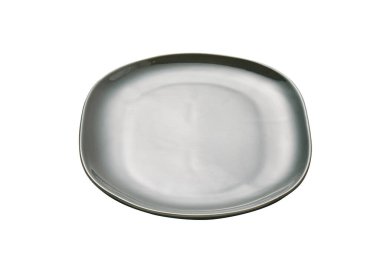 Koyu gri renkli modern oval seramik plaka parlak kaplama, beyaz arka planda kırpma yolu ile izole edilmiş. Yemek fotoğrafçılığı, restoran menüleri, sofra takımı katalogları ya da mutfak ürünleri sergisi için uygun. Aperatifler için mükemmel, ana yemek.