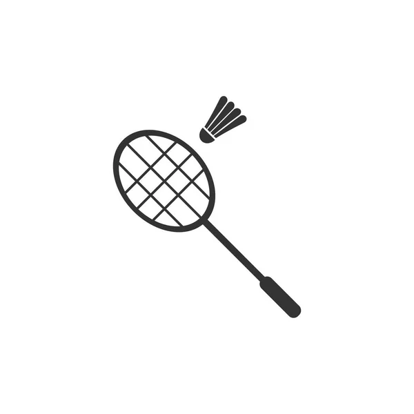 Badminton Black Icon Flat White Background — Stock Photo, Image