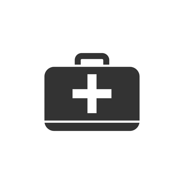 First Aid Kit Black Icon Flat White Background — Stock Vector