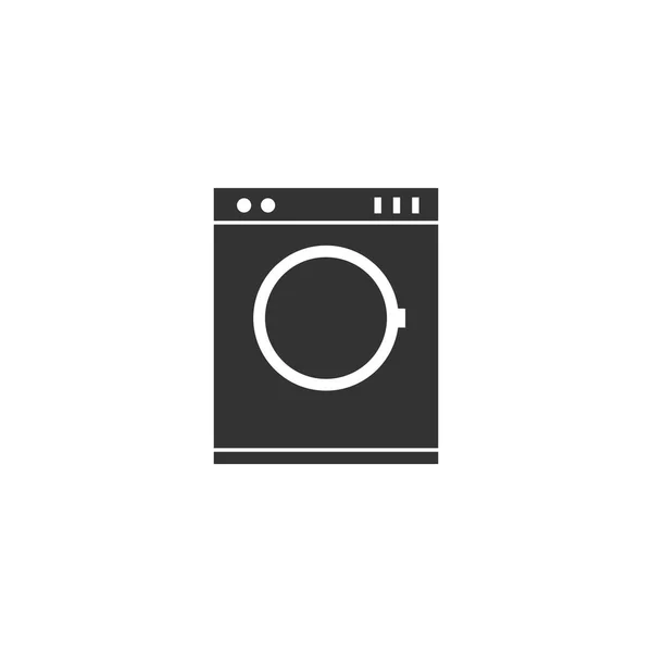 Máquina Lavar Roupa Ícone Preto Plano Sobre Fundo Branco — Vetor de Stock