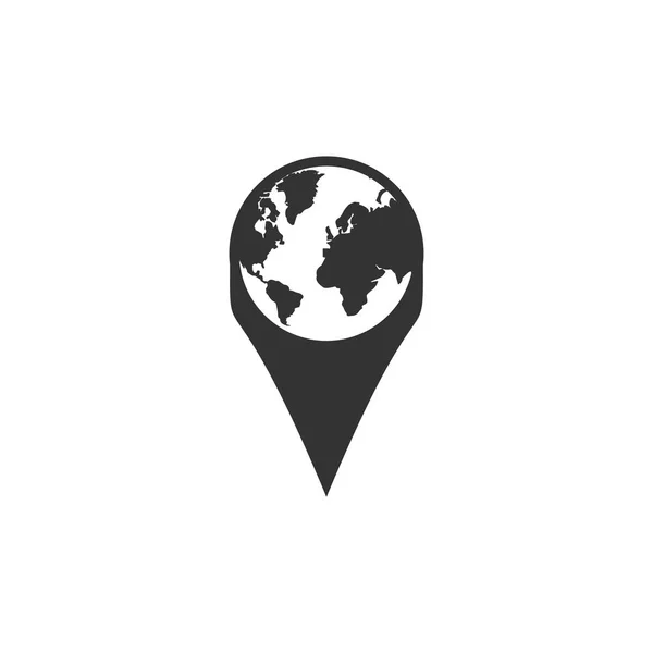Globe Pin Kódot Fekete Ikon Lapos Fehér Háttér — Stock Vector