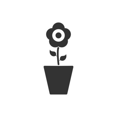 Pot simgesinde düz çiçek