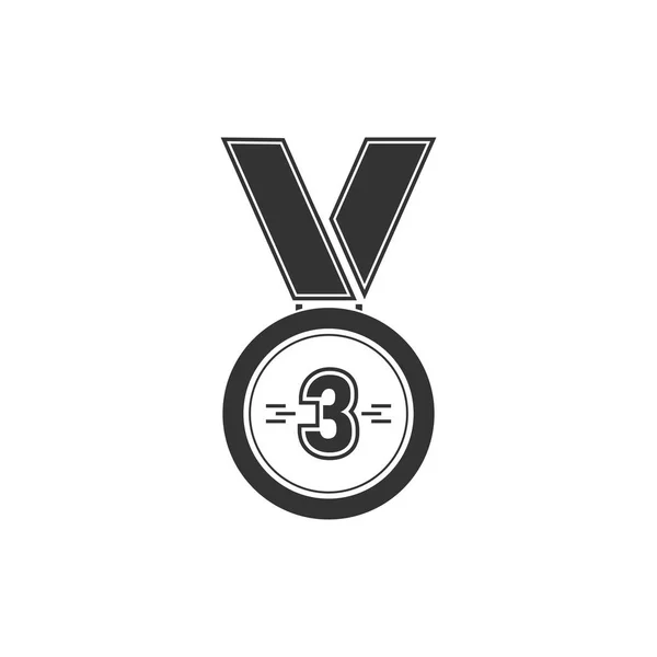 3 vítěz bronzové medaile ikona plochý — Stockový vektor