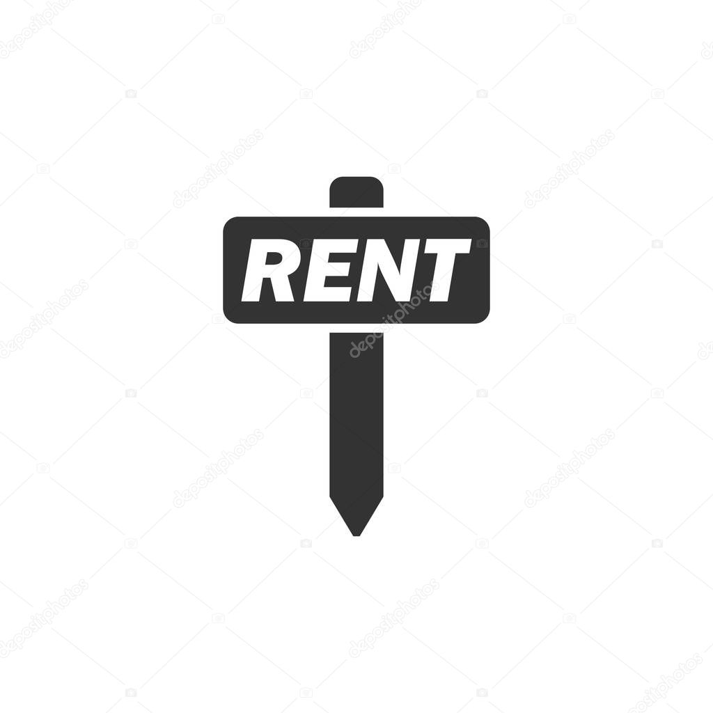 For Rent. Black Icon Flat on white background
