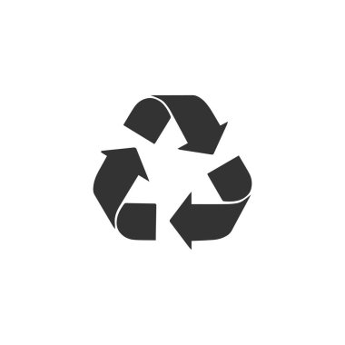 Ok geri dönüşüm. Siyah simge düz beyaz arka plan üzerinde