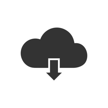 Bulut indir. Siyah simge düz beyaz arka plan üzerinde