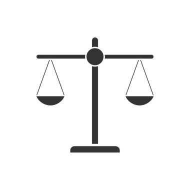 Adalet ölçek. Siyah simge düz beyaz arka plan üzerinde