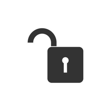 Kilidini. Siyah simge düz beyaz arka plan üzerinde