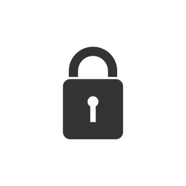 Kilit. Siyah simge düz beyaz arka plan üzerinde